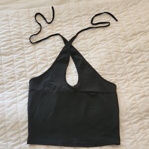 SHEIN Black Keyhole Halter Top